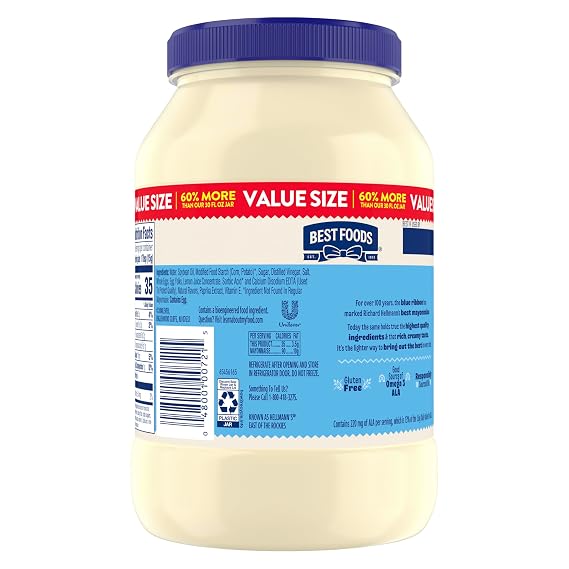 Best Foods Light Mayonnaise 48 oz, Lite Mayo Jar, Sandwich Spread 1PK