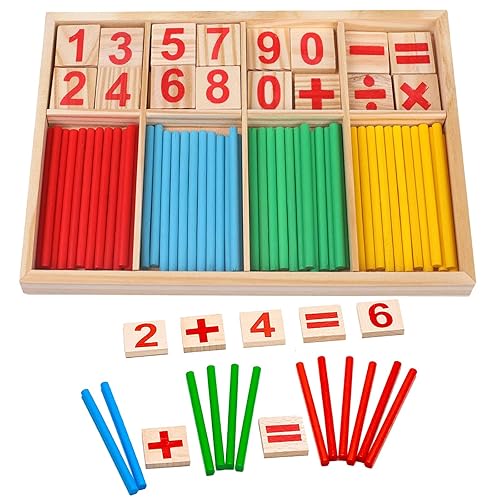Jouet Montessori Mathématiques,Jeu Numérique Bâtons Bois avec Blocs et Bâtons