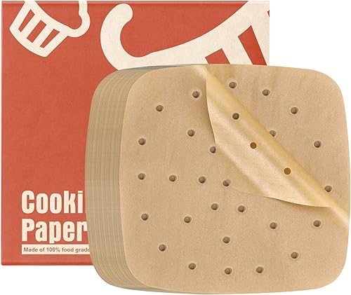 Forro de papel desechable para freidora de aire, 200 piezas de papel pergamino perforado cuadrado de 9 pulgadas, papel de vapor, resistente a altas