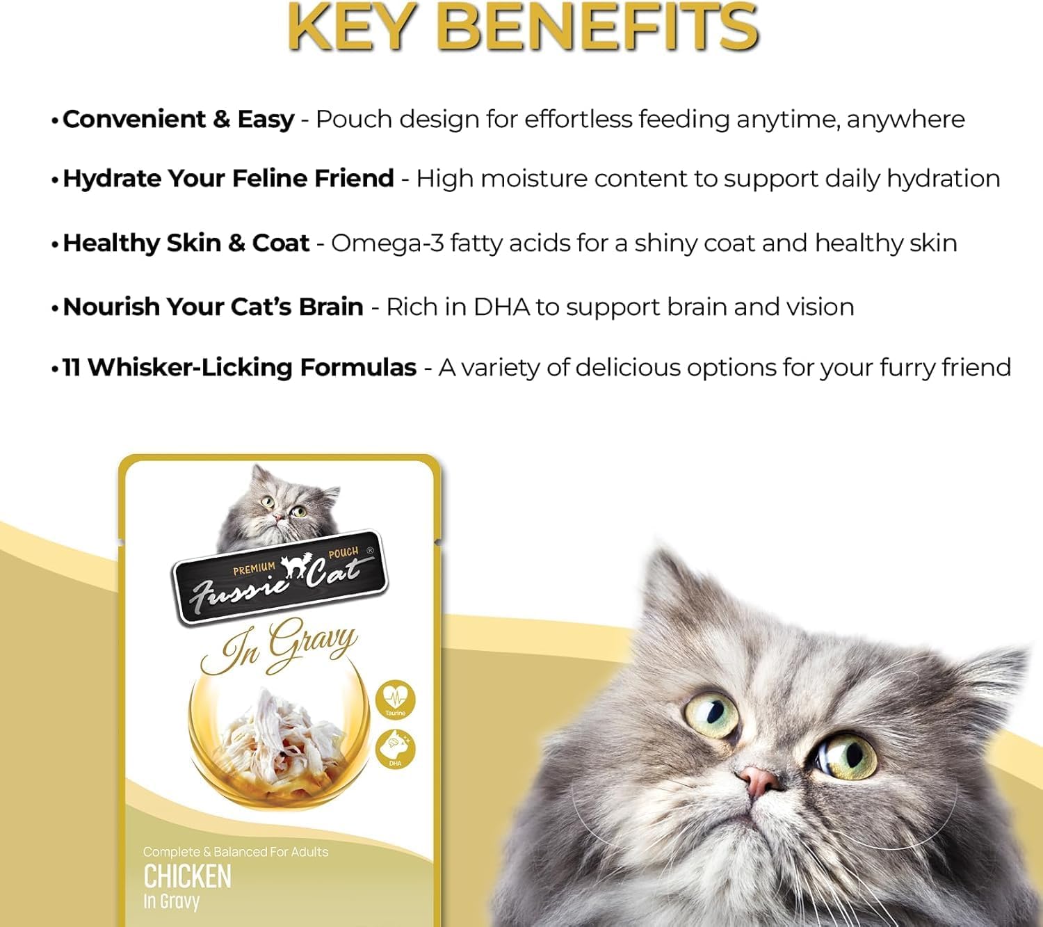 Variety Pack for Fussie-Cat Premium Gravy Pouches: Six Total Flavors: Chicken & Tuna, Mackerel, Ocean Fish, Sardine, & Tuna, and Chicken (2.47 Ounces Each, 12 Pouches Total)