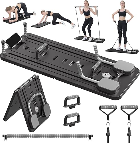 Miniatura 8 de JANUA Pilates Board - Pilates Reformer Set, Multi-Purpose Foldable Pilates Reformer Board for Home, 5 in 1 Pilates Sliding Board Rosa (Pink Set),Set