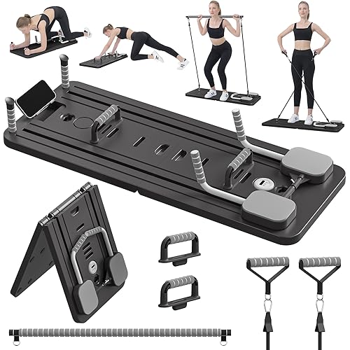 JANUA Pilates Board - Pilates Reformer Set, Multi-Purpose Foldable Pilates Reformer Board for Home, 5 in 1 Pilates Sliding Board
