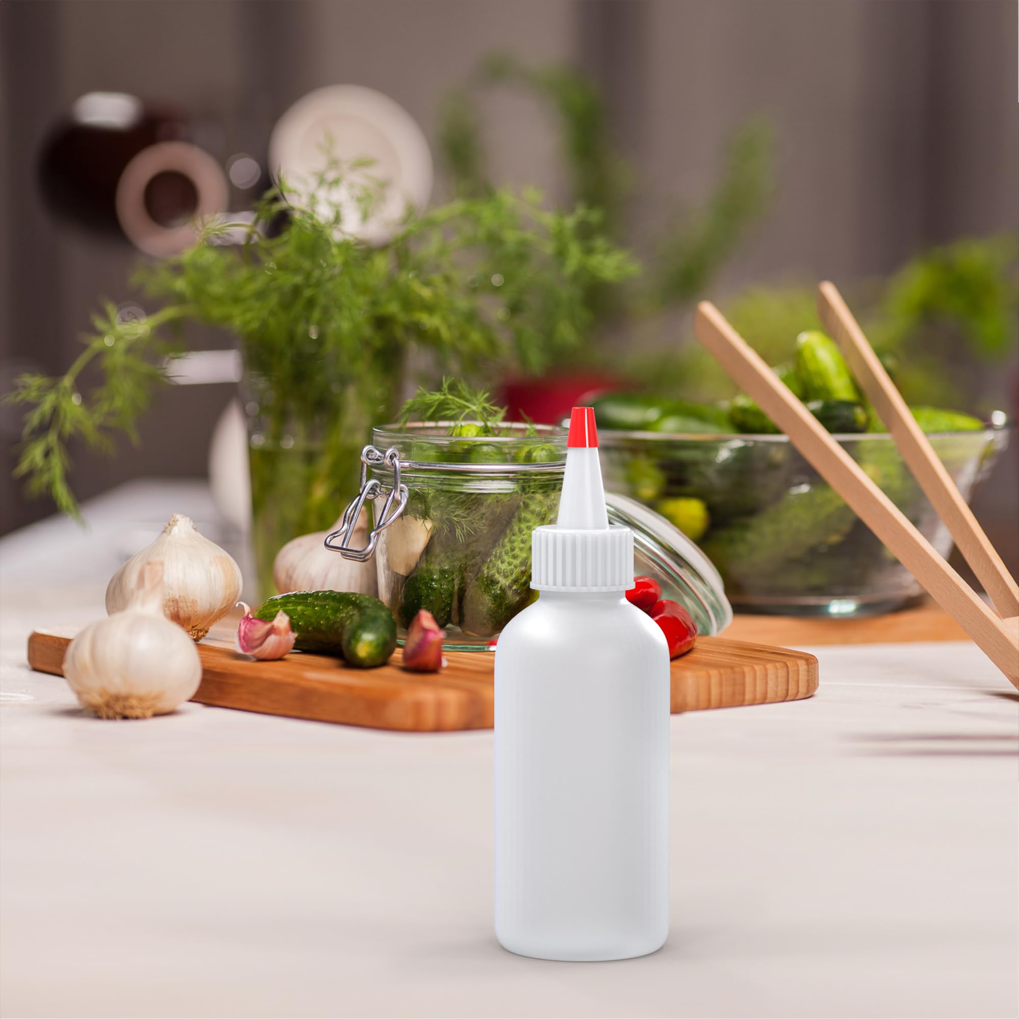 Botellas exprimibles – Recipientes de plástico vacíos de 4 onzas para aderezos, salsas y condimentos | Ketchup, mostaza, jarabe, aceite, artes y manualidades, a prueba de fugas, sin BPA, 3