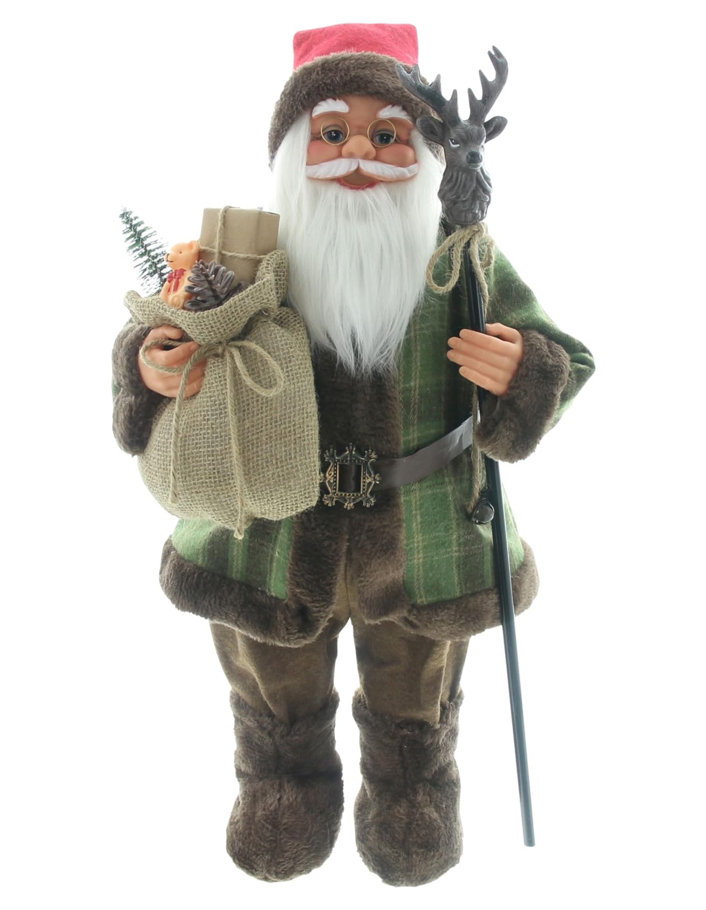 Dekoleidenschaft Dekofigur Santa mit Stab Weihnachtsmann 60 cm hoch, Nikolaus, Santa Claus Figur, Weihnachtsdeko