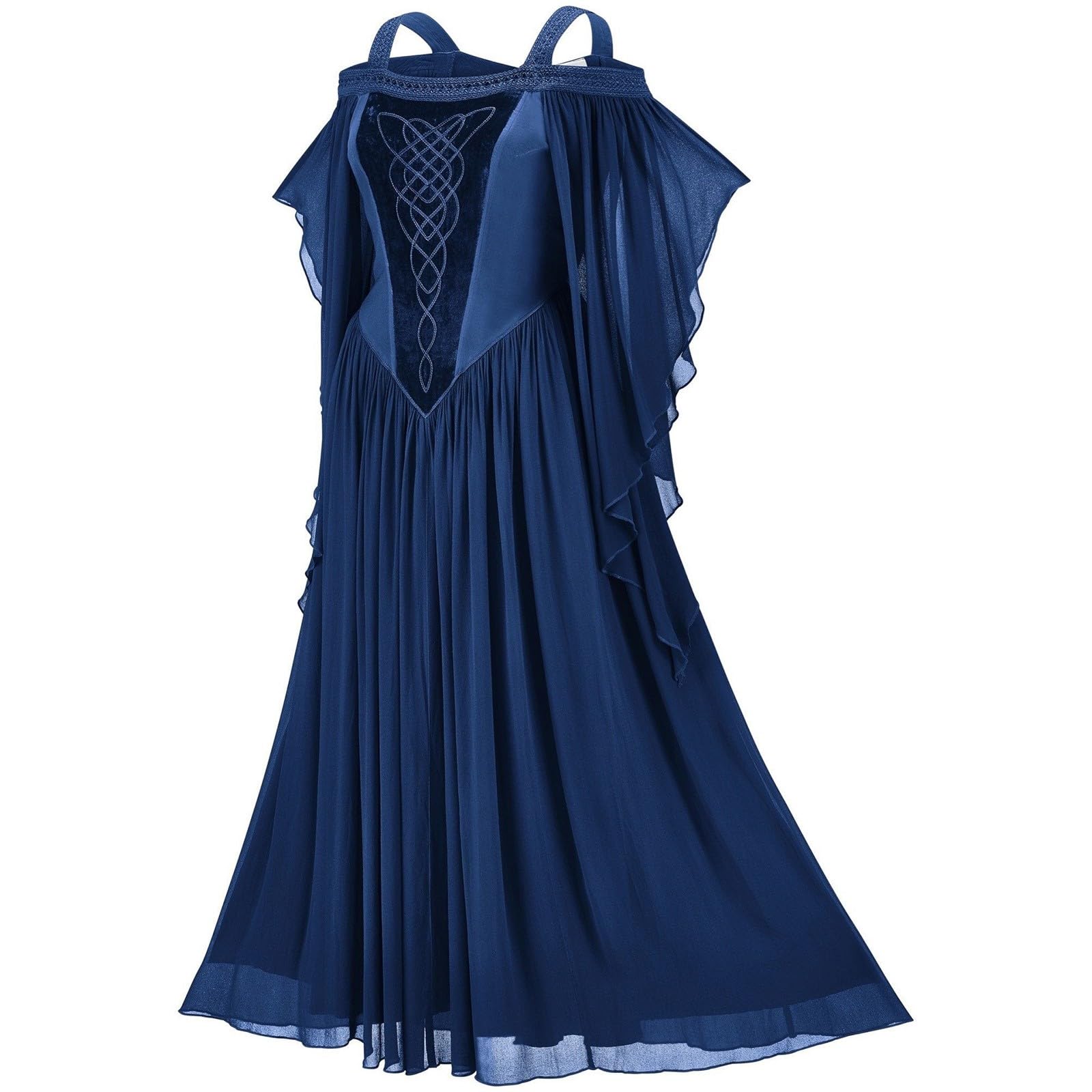 Generisch Robe gothique pour femme - Imprimé floral - Robe d'automne élégante médiévale avec manches longues - Tenue en velours doux pour les occasions festives - Style victorien avec motif floral