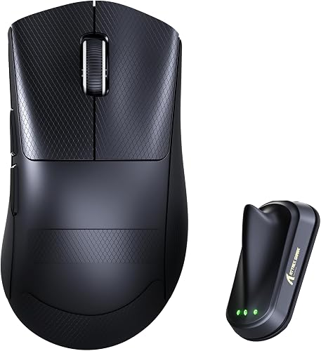 ATTACK SHARK V8 8K Wireless Gaming Mouse Whit 42000 DPI-PAW3950 MAX Sensor-59g Lightweight-Nordic54L15 MCU-400h Battery Life, Triple Modes,Gaming Accessories for PC/Laptop/Mac (Black Griptap)