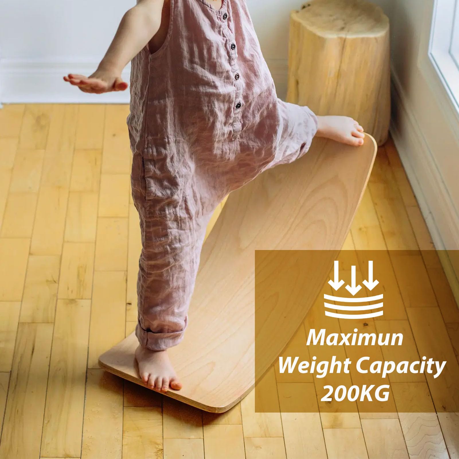 Tabla de Equilibrio Niños Balance Board Curva de Madera para Niño Equilibrio Niños Tabla de Balance Tabla Wobbel Madera Max.200 kg