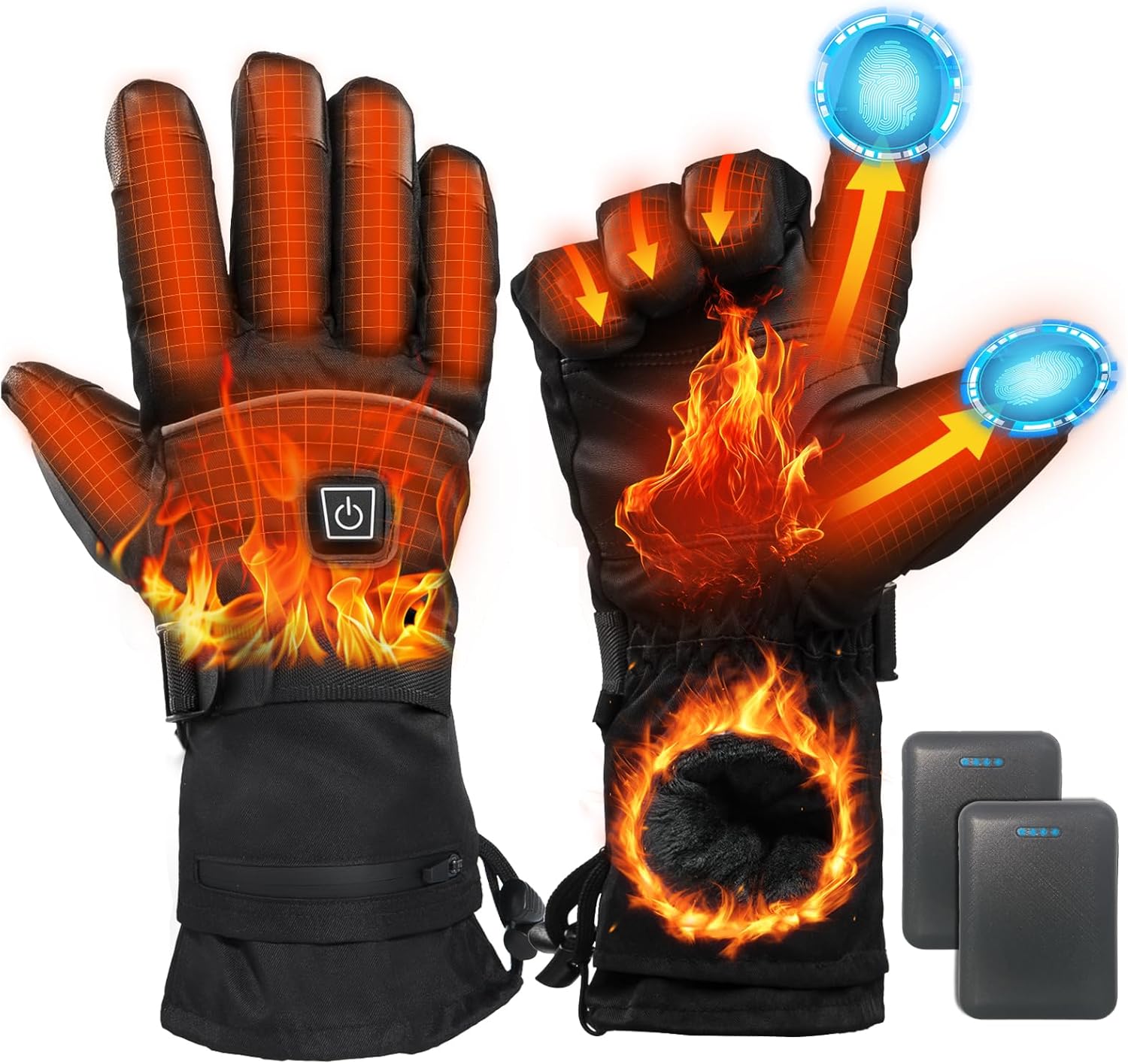 Minthouz Heated Gloves for Women Men, Rechargeable Heated Gloves with Touchscreen,Waterproof Electric Heating Gloves Warmer Gloves for Winter Skiing Outdoor Worker