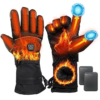 Heated Gloves for Men Women - 5000mAh Rechargeable Heated Gloves with Touchscreen Waterproof for Winter Camping Skiing Hiking - Amazon product rated Grade A