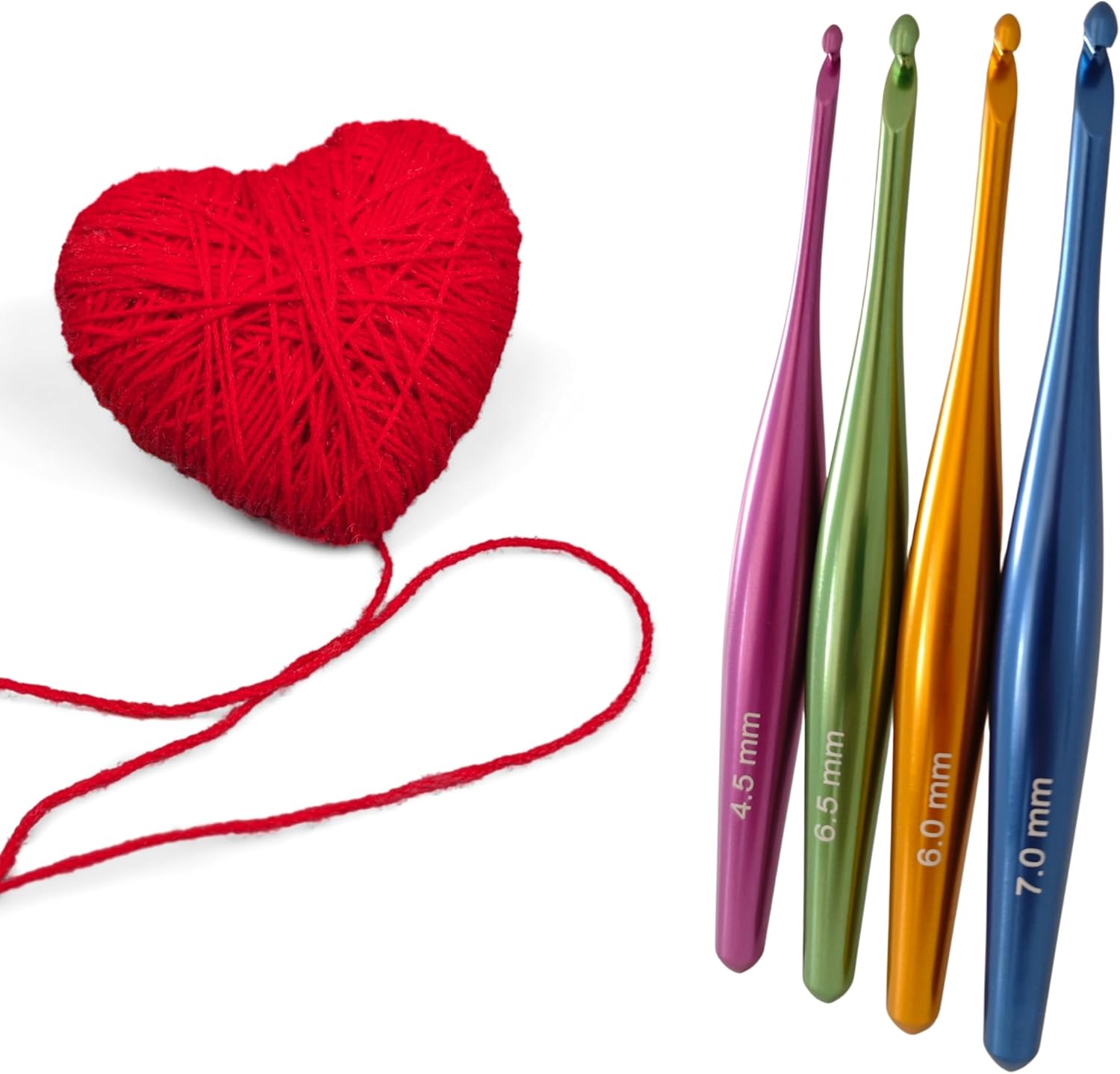 9Pcs Aluminum Crochet Hooks Ergonomic Hand-Polished Handle Crochet Needles Knitting Needles with Storage Case