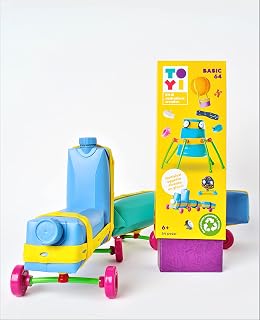Open-Ended Educational Construction Arts and Crafts Building Toy Kit DIY Imaginative Recycling Toy-Making kit for Kids of All Ages Advanced 64 Pcs Set