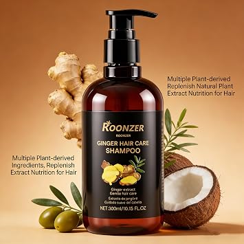 ginger shampoo Blend of Ginger Root Oil & Premium Hair Care Components- Hair Regrowth Shampoo, Hair Growth, Anti-Hair Loss Hair Shampoo for Women & Men 300ml