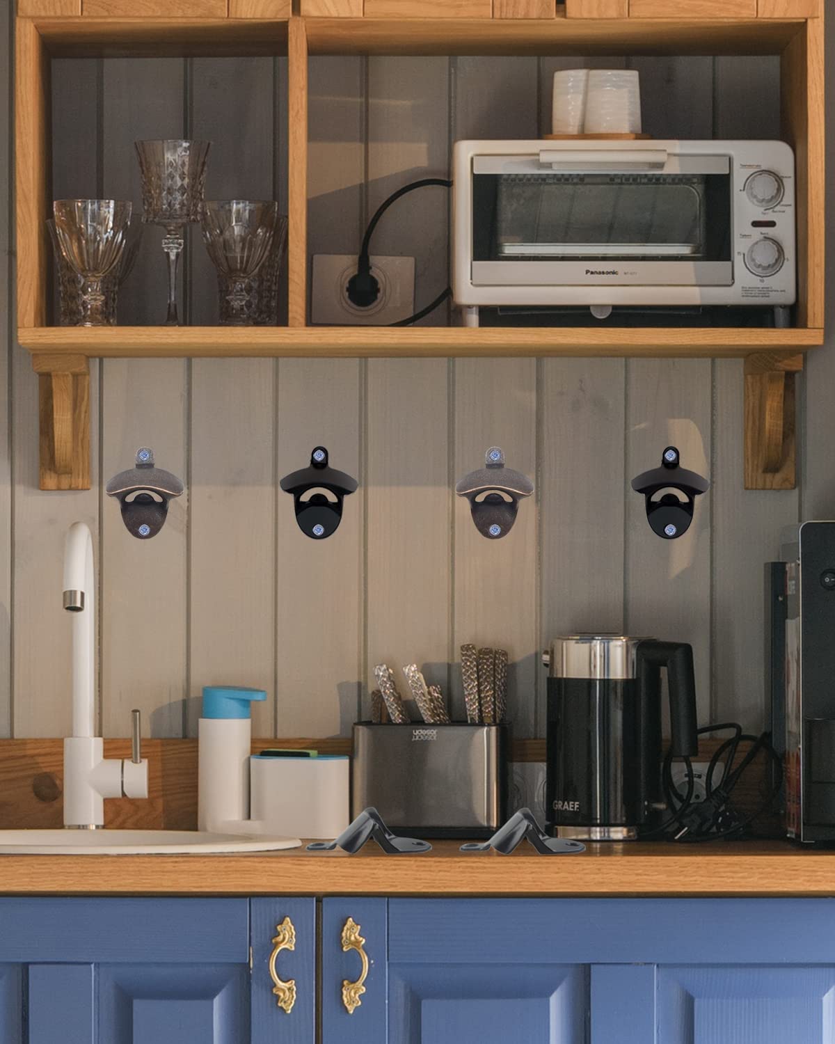 Lot De 4 Décapsuleurs Muraux Vintage | En Alliage De Zinc Pour Bar, Cuisine Ou Cadeau Bière