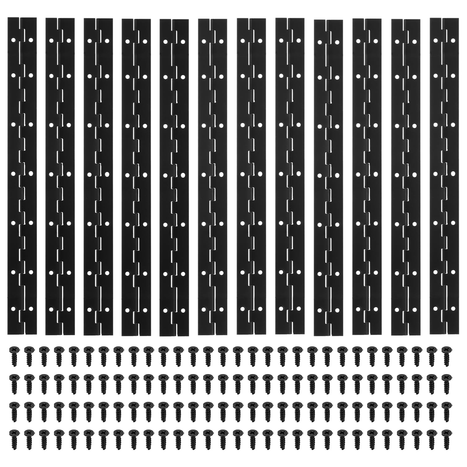 PATIKIL 14x1.2 Inch Piano Hinge,12Pack 304 Stainless Steel Continuous Hinge with Holes for Piano Gate Door Wooden Storage Box Cabinet Boat,Black