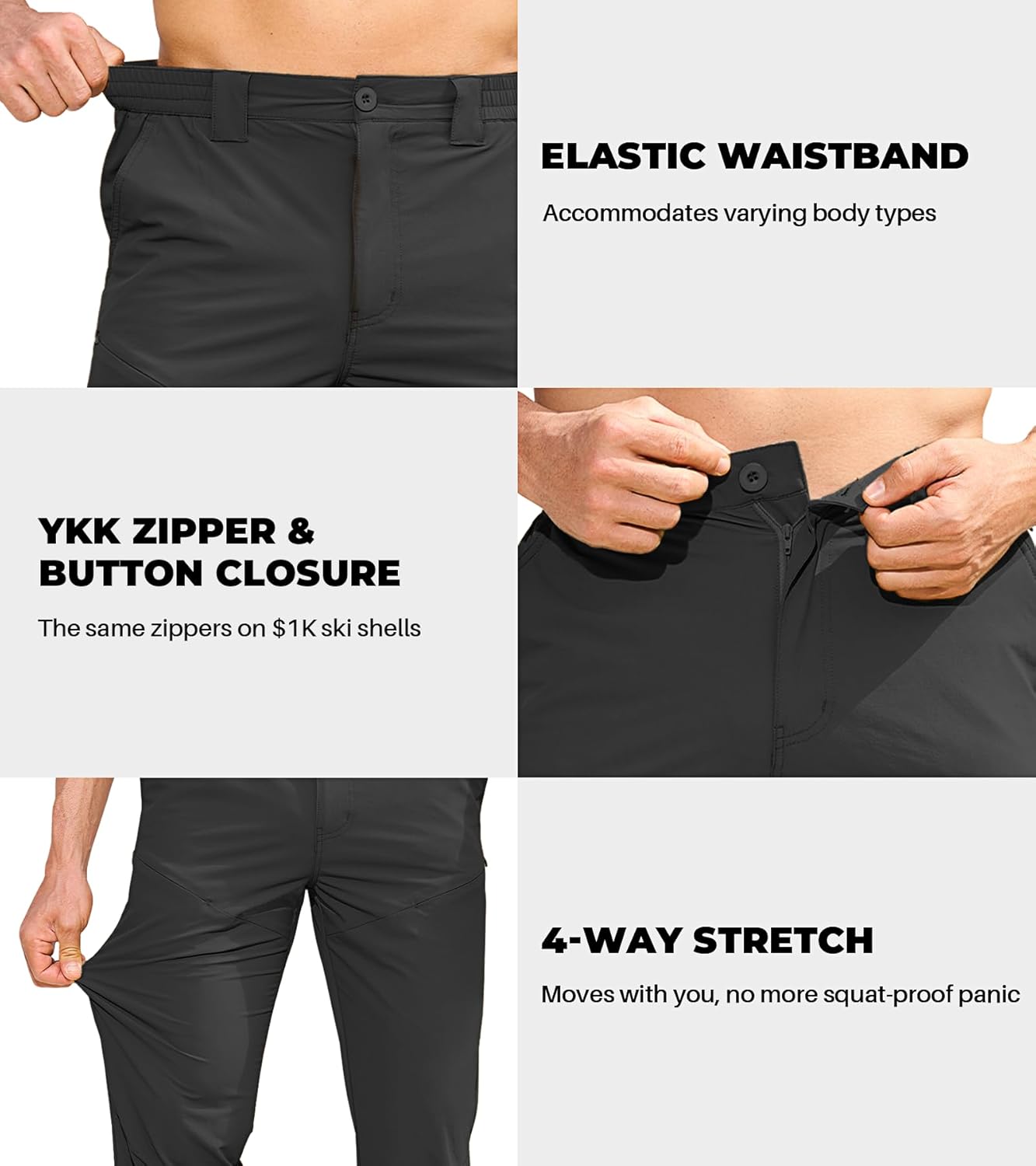 MOURCE Hiking Pants Men Quick Dry - Water Resistant Lightweight Cargo Pants for Men 7 Pockets Outdoor Travel Climbing