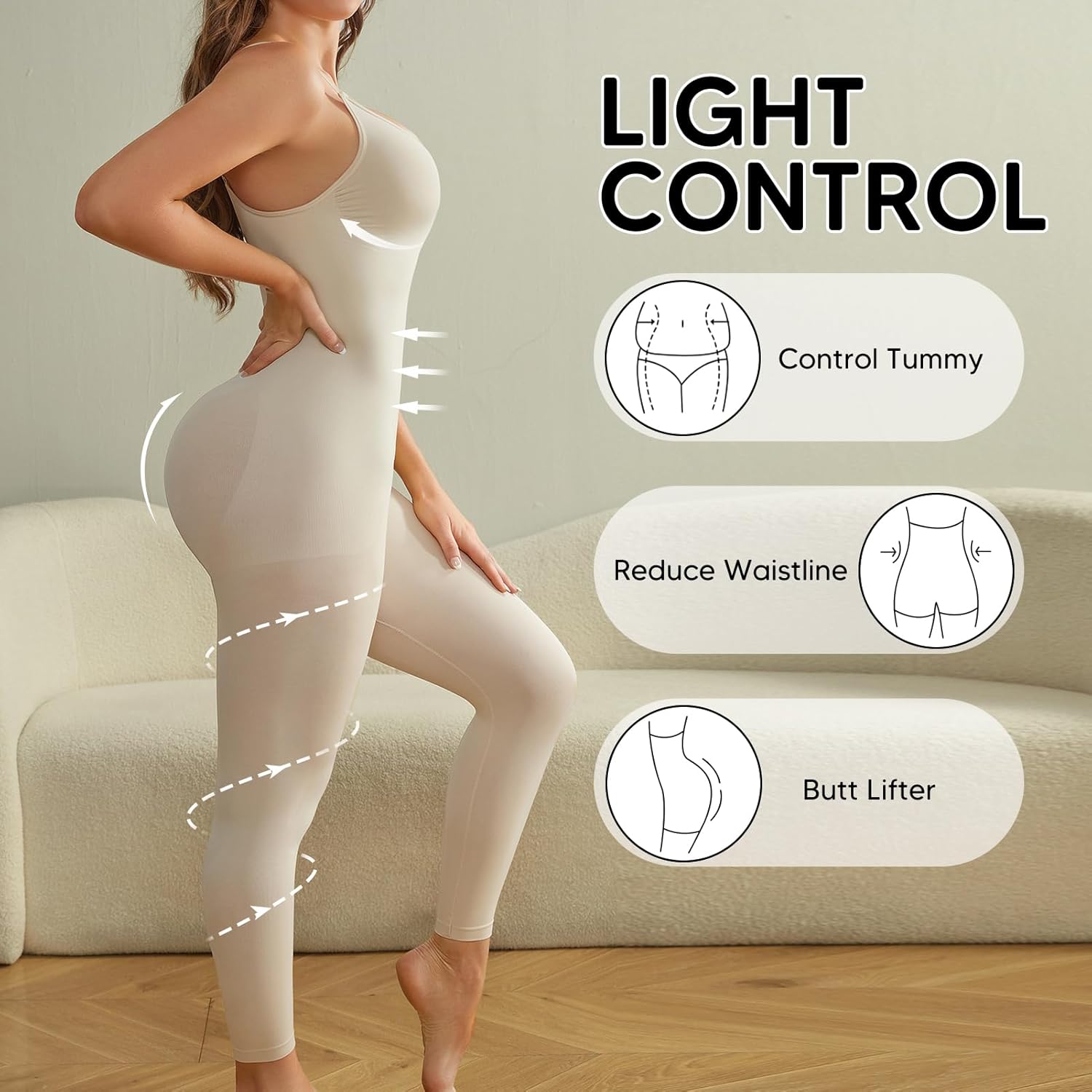 Unitard Jumpsuits for Women Tummy Control Capri Bodysuits Cropped Yoga Body Suit Compression Jumpsuits - Image 4