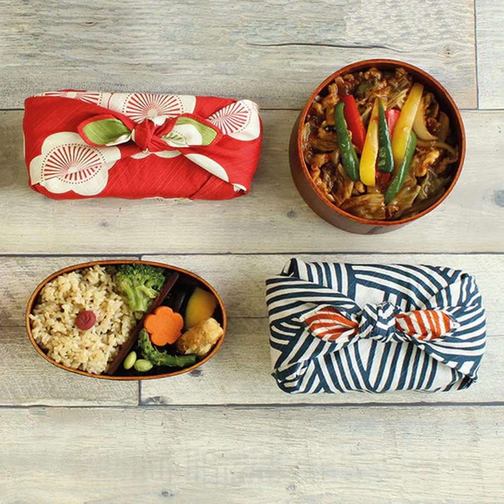 Japanese Reversible Furoshiki - Traditional Wrapping Cloth for Lunchbox or Gifts - 100% Cotton - 18.9 x 18.9 in - Apricot Red and Green - Made in Japan