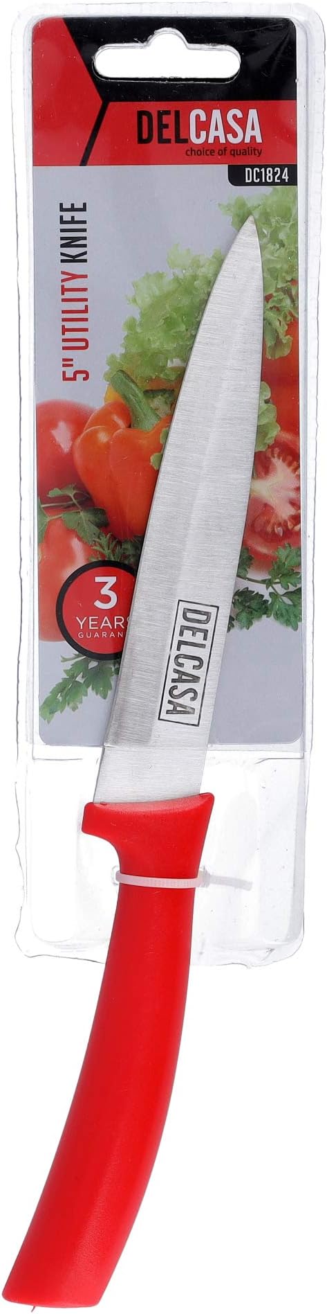 Delcasa DC1824 5" Designed Utility Knife - All Purpose Small Kitchen Knife Fade Proof | Ultra Sharp Stainless Steel Blade | Cooking Knife with Ergonomic Handle | Suitable for Cutting, Chopping, & More