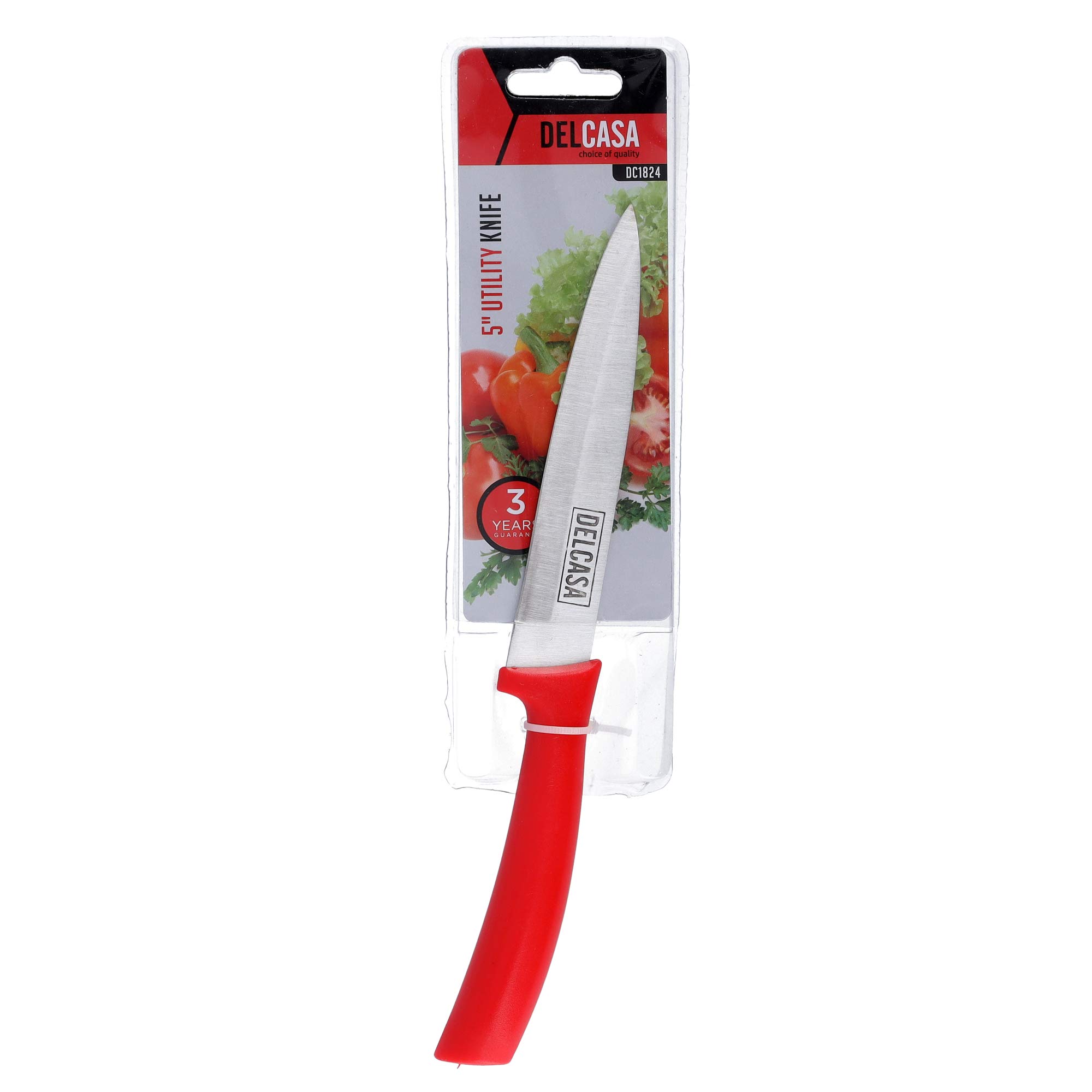 Delcasa DC1824 5" Designed Utility Knife - All Purpose Small Kitchen Knife Fade Proof | Ultra Sharp Stainless Steel Blade | Cooking Knife with Ergonomic Handle | Suitable for Cutting, Chopping, & More