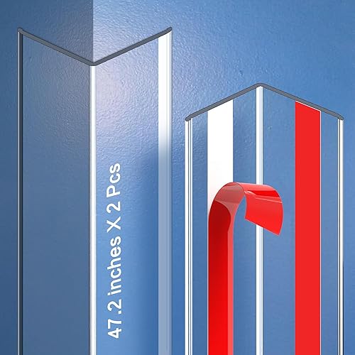 Miniatura 30 de Protectores de esquina autoadhesivos transparentes para pared, 2 unidades de protectores de esquina y protector de bordes para bebés, muebles