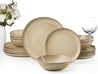 HaWare Plates and Bowls Set, Stoneware Dinnerware Sets, 18-Piece Hand-painted Dishware for 6, Scratch Resistant Ceramic Di...