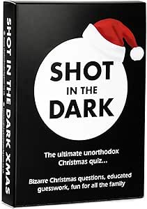 Shot in the Dark: The Ultimate Unorthodox Quiz Game – Hilarious card-based quiz game with bizarre, obscure questions where nobody knows the answer — players guess, and the best (or funniest) guess wins points. Perfect screen-free entertainment for Christmas parties, family gatherings, and game nights with all ages.