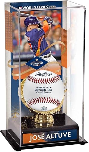 Jose Altuve Houston Astros 2022 MLB World Series Champions Sublimated Display Case With Image - Baseball Free Standing Display Cases ''Case Only''
