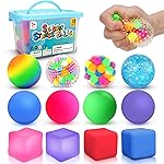 Stress Balls Fidget Sensory Toys: 12 Pack Squishy Stress Balls for Kids 3-12 - Hand Therapy Sensory Ball with Anxiety Pressure Relief - Squeeze Stress Toys Bulk - Classroom Prize Gift for Student
