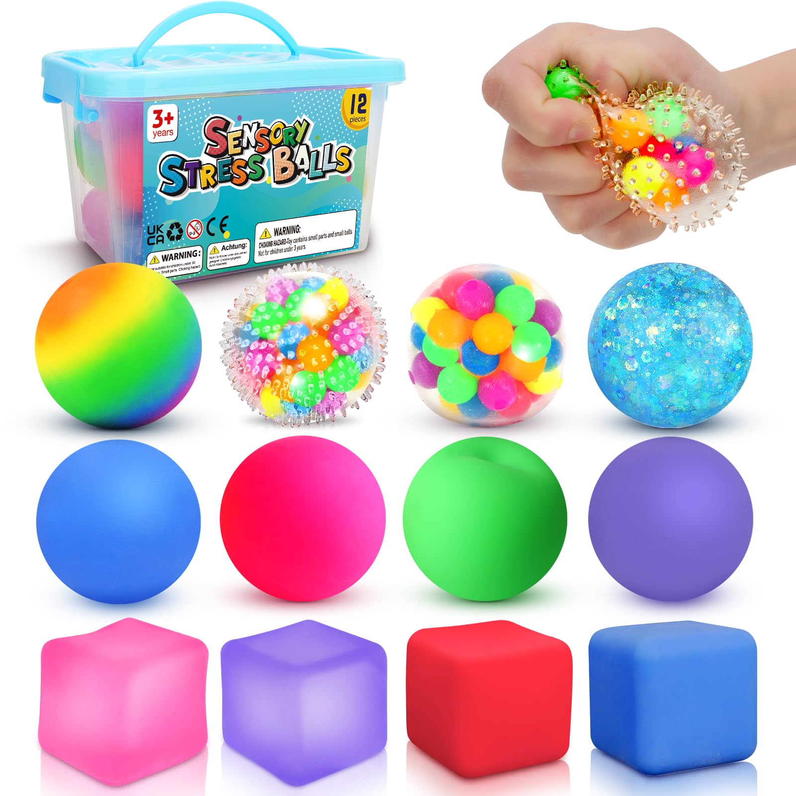 Fidget Sensory Toys Stress Balls: 12 Pack Squishy Stress Balls for Kids