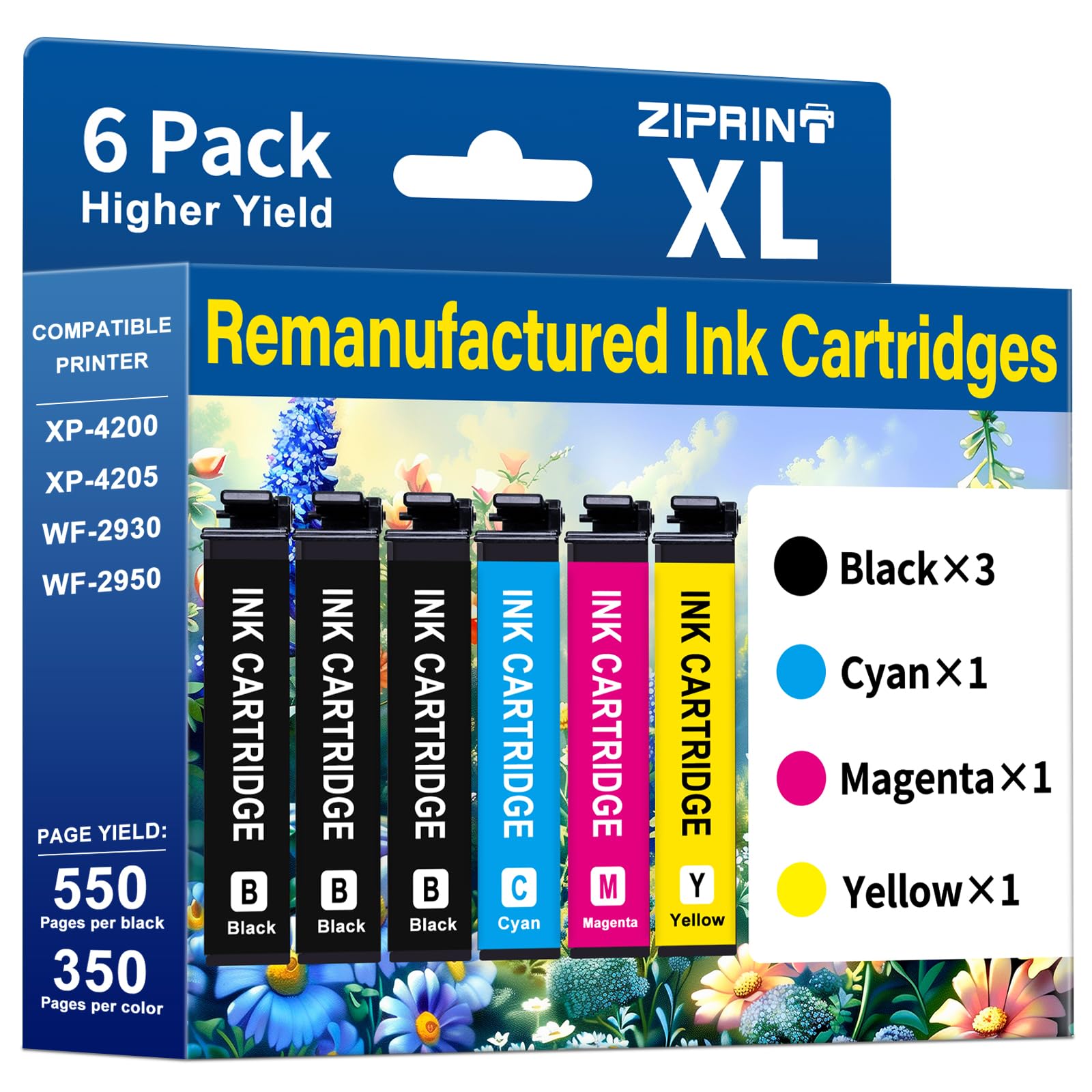 Photo 1 of ZIPRINT Remanufactured Ink Cartridge Replacement for EPSON 232 Ink Cartridges Combo Pack (232XL 6Pack) Compatible with XP-4200 WF-2950 XP-4205 WF-2930 Printer Ink (3*Black/Cyan/Magenta/Yellow)LPNPMFX4877633
