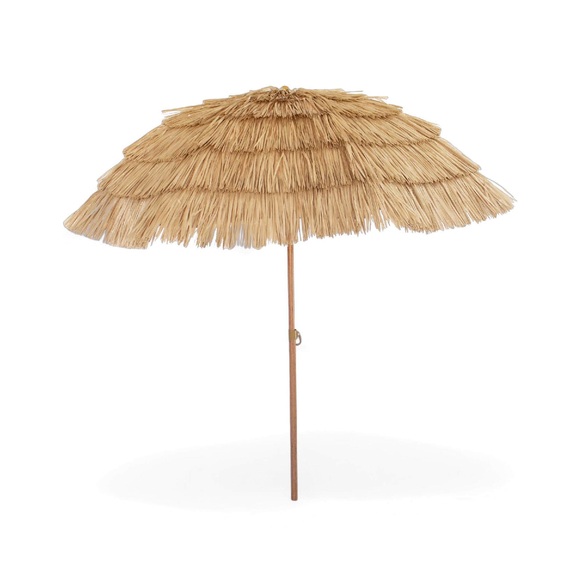 Pincho Sombrilla Paja Terraza Exterior 200 cm, Sombrilla Jardin, Parasol Terraza Exterior, Mastil de Acero aspecto Madera, para Jardin, Terraza, estilo tropical