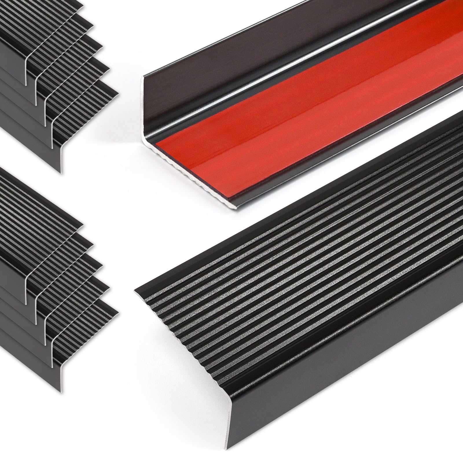 Jiekayi 36" Metal Stair Nosing, 10-Pack Self Adhesive Aluminum Stair Edge Protector, Non Slip Stair Treads, for Indoor Outdoor Staircases (36 x 1.6 x