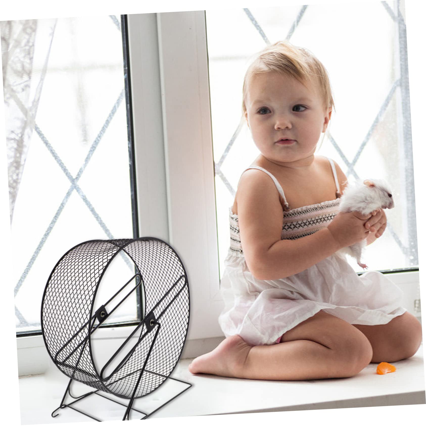 Happyyami Roue Silencieuse Noir en Fer Hamster et Jouet D’Exercice pour Course Sûre et Silencieuse pour Hamsters Hérissons pour Petits Animaux