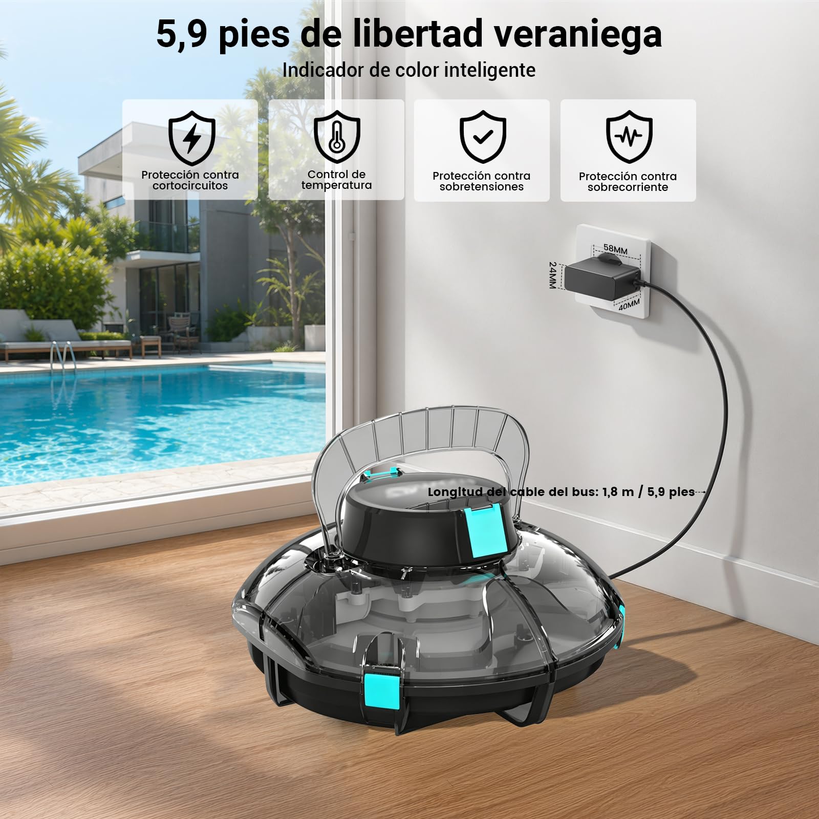 Bouge 12.6V Robot Piscina Limpiafondos Cargador Compatible con Winny 200 Pool Cleaner Robot Sustitución Adaptador Cable para Limpia Piscinas Automatico