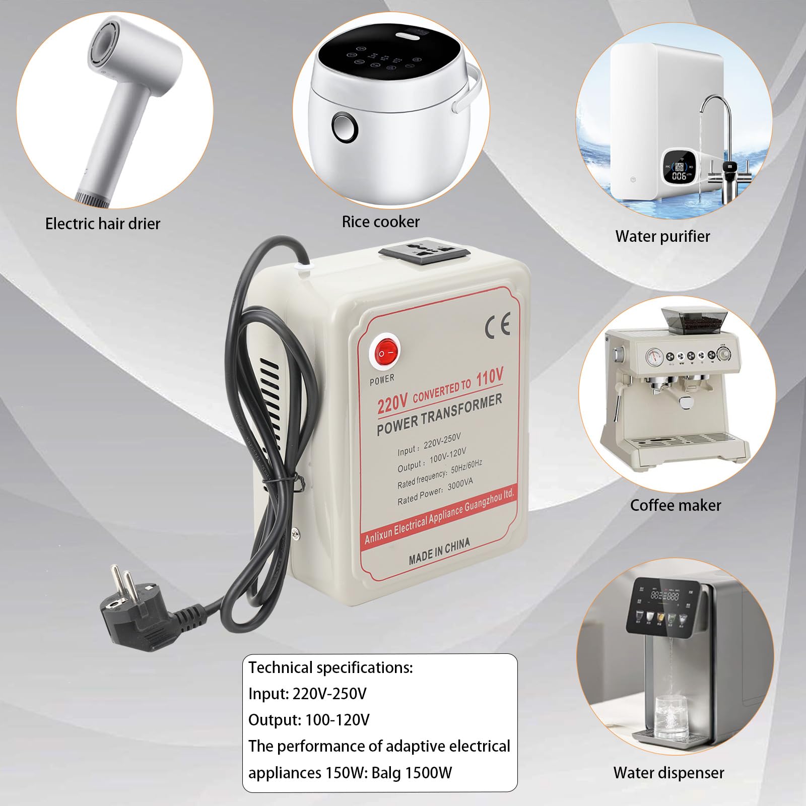Trasformatore di Tensione da 3000 W, 220 V a 110 V, Convertitore Step-Down, Convertitore di Tensione, 3000 VA Step Down