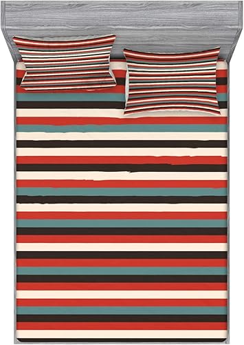 Miniatura 258 de Ambesonne - Juego de sábanas bajeras y fundas de almohada, diseño clásico botánico, plantas de jardín vintage, juego de 3 piezas con estampado