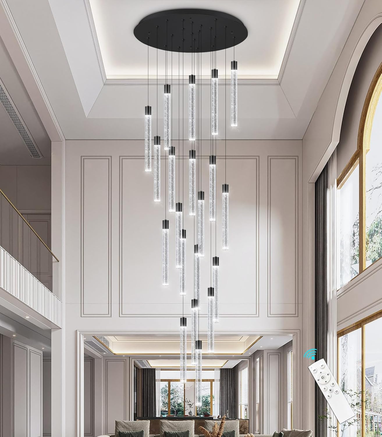 Long Large Modern Led Crystal Chandeliers Modern Spiral Chandeliers High Ceilings Chandelier for Staircase Foyer