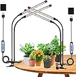 Wolezek Grow Lights for Indoor Plants, 2 Pack 6000K LED White Plant Grow Lights Indoor, Full Spectrum Grow Lamp with Clip, Auto ON & Off Timer 6/12/16H, 3 Modes, 5-Level Dimmable Brightness