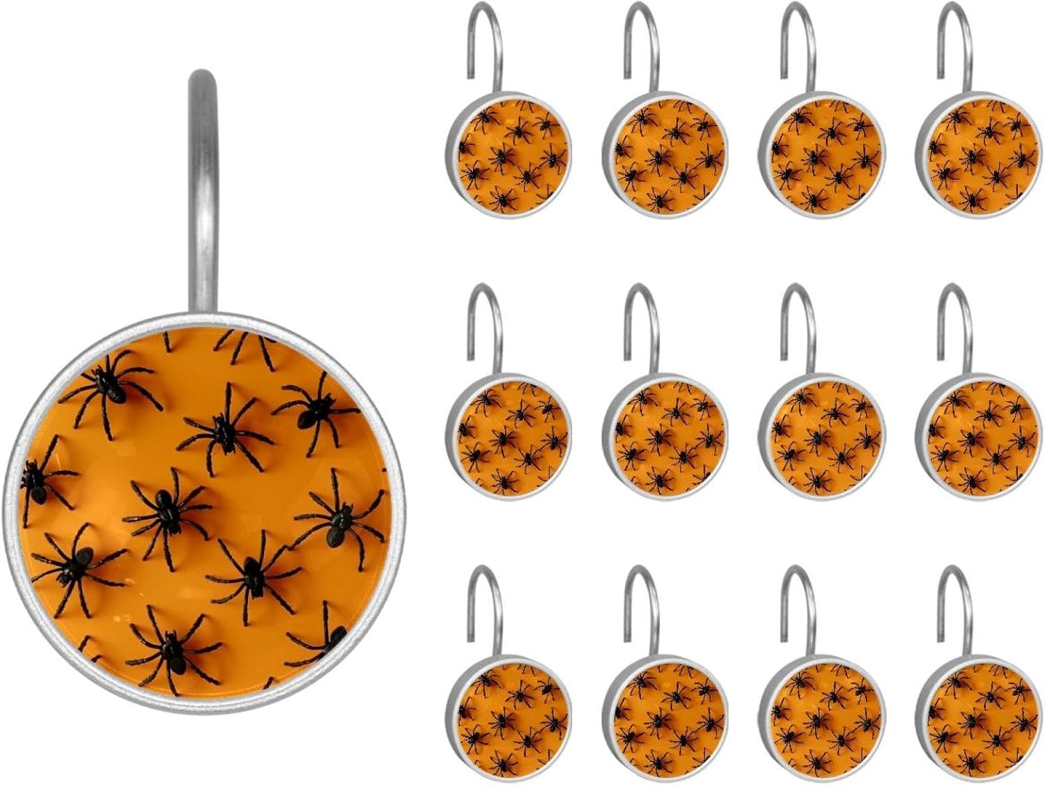 12PCS Spiders 2 Shower Curtain Hooks Metal Rust Resistant Decorative Shower Curtain Hooks Bathroom Decorations