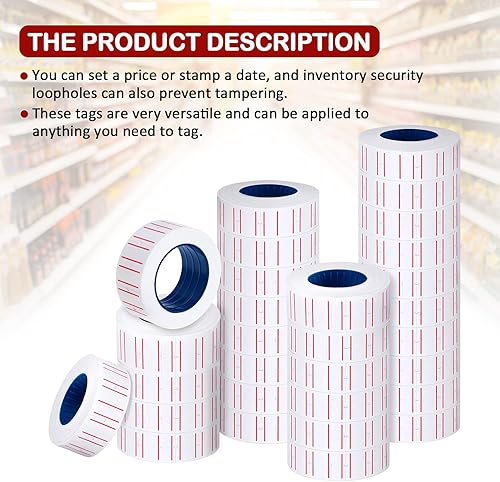 Miniatura 3 de 30 rollos, 15000 unidades, etiquetas adhesivas para pistola de precio y 3 rollos de tinta de repuesto, calcomanías para máquinas de etiquetas de