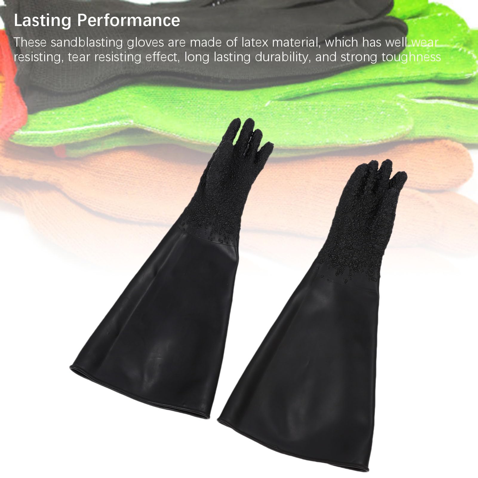Fafeicy Sandstrahl-, Sandstrahl-Schrankhandschuhe, Strapazierfähiges Latex mit Partikelgriff für Schleifschrank-Isolierungsbox