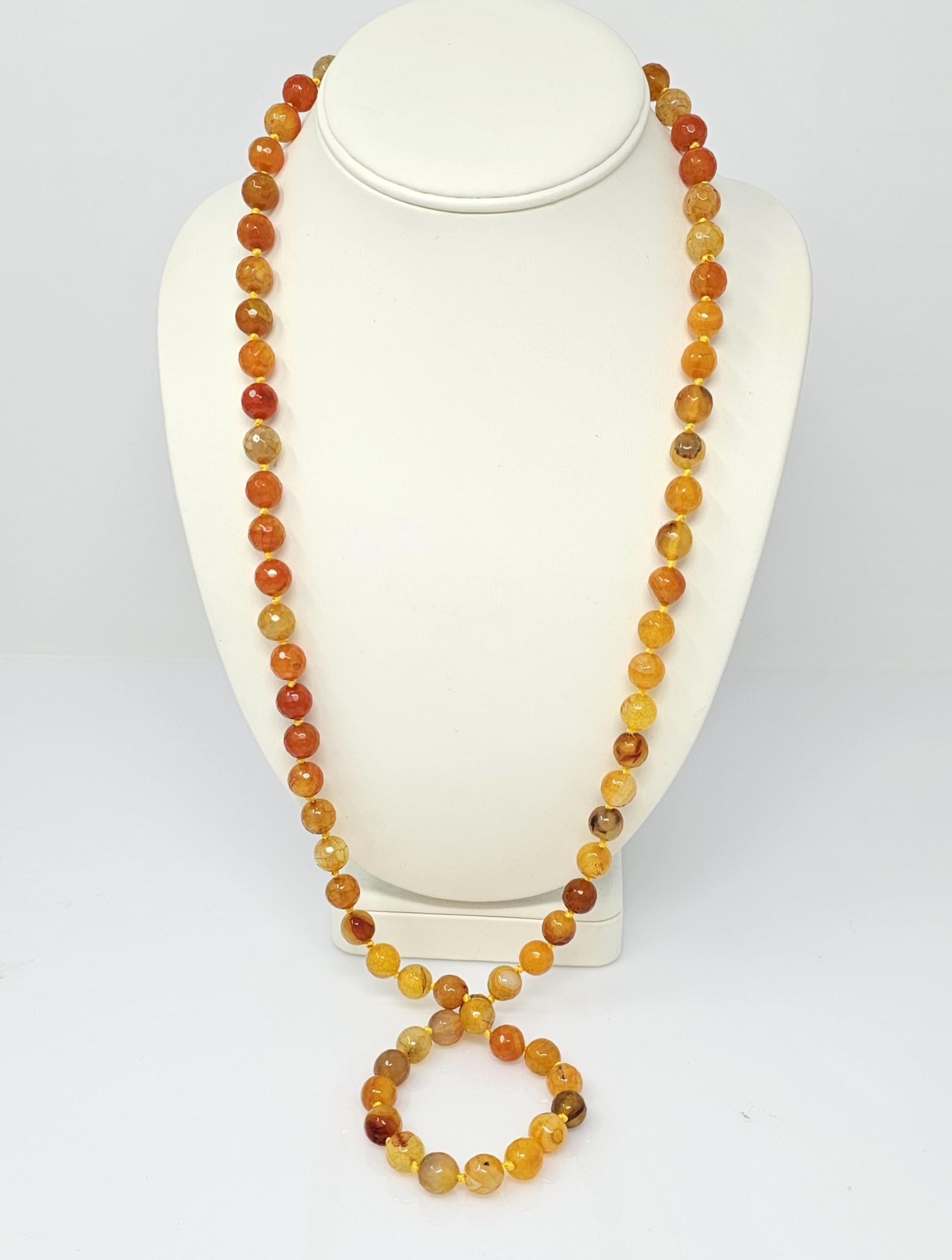Treasure Bay Collar de cuentas de piedras preciosas hecho a mano para mujer, collar de cadena de suéter con cuentas de piedras preciosas naturales de 10 mm de largo