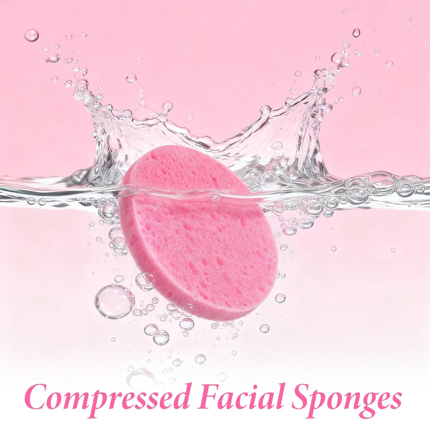 300 Count Compressed Facial Sponges for Cleansing, Disposable Face Sponge for Estheticians, Travel Face Sponge for Facial Spa Exfoliating Makeup Mask Removal, Pink