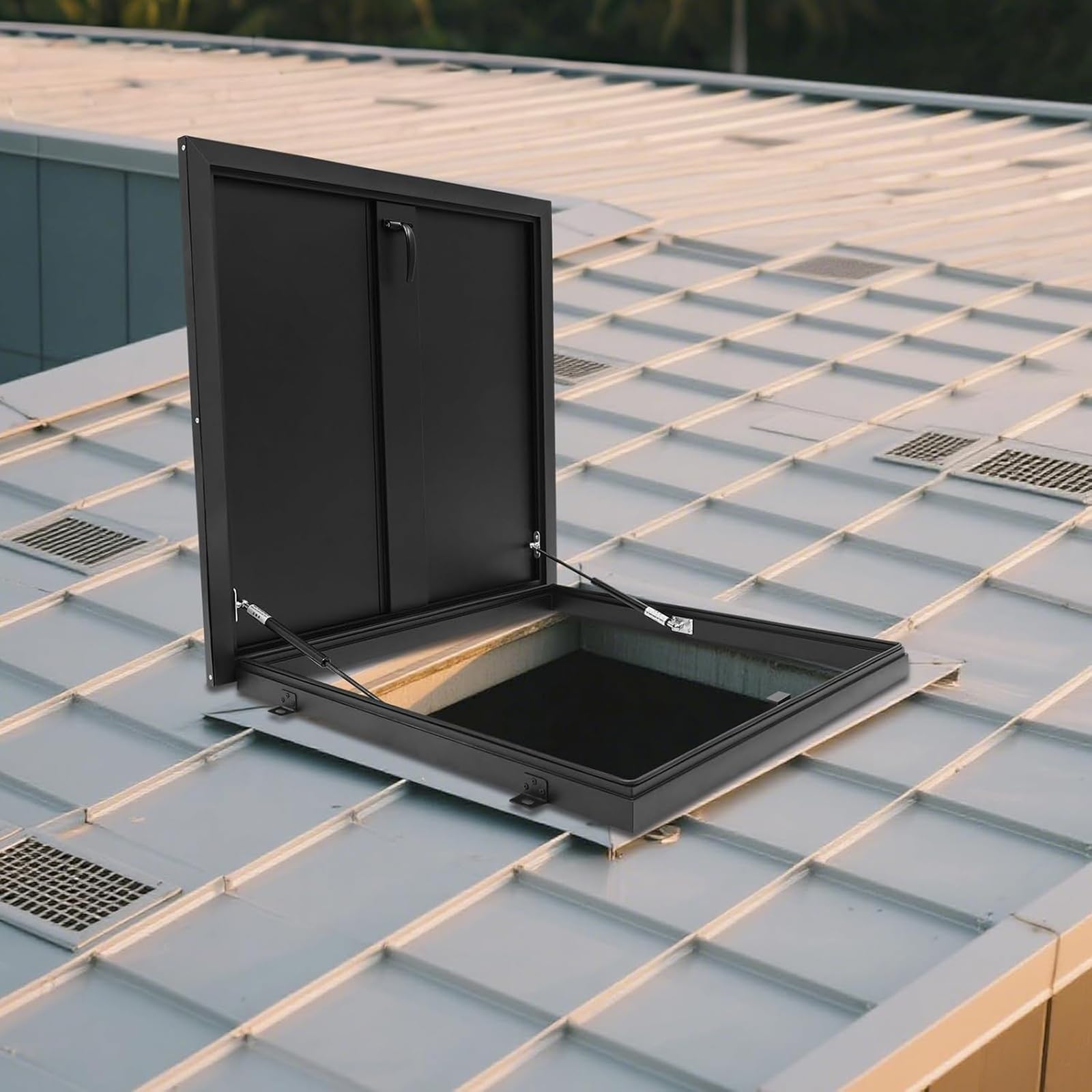 Porte d'accès pour trappe de toit en acier galvanisé - 61 x 61 cm - Résistant aux intempéries - Facile à installer - Parfait pour les solutions d'accès au toit