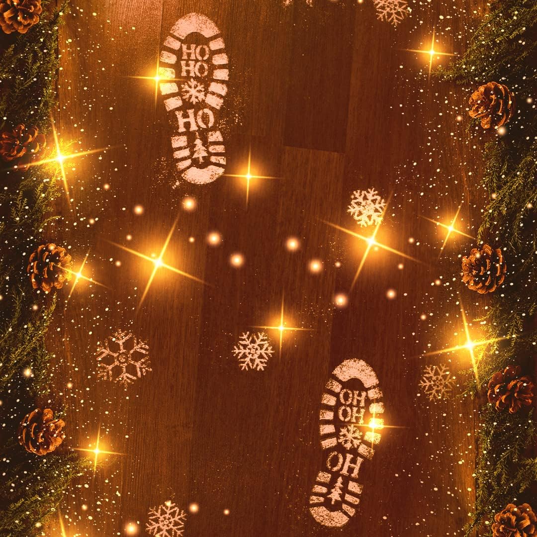 Santa Footprint Stencil Kit with Magic Powder – Reusable Santa Boot Print Templates for Floor – Create Realistic Santa Tracks for Kids on Christmas Morning – Christmas Footprints Decoration