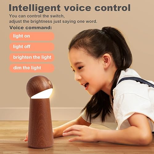 Miniatura 2 de Inteligencia - Luz nocturna activada por voz, luces de mesa regulables de tres niveles con control táctil, luz LED recargable para interiores para