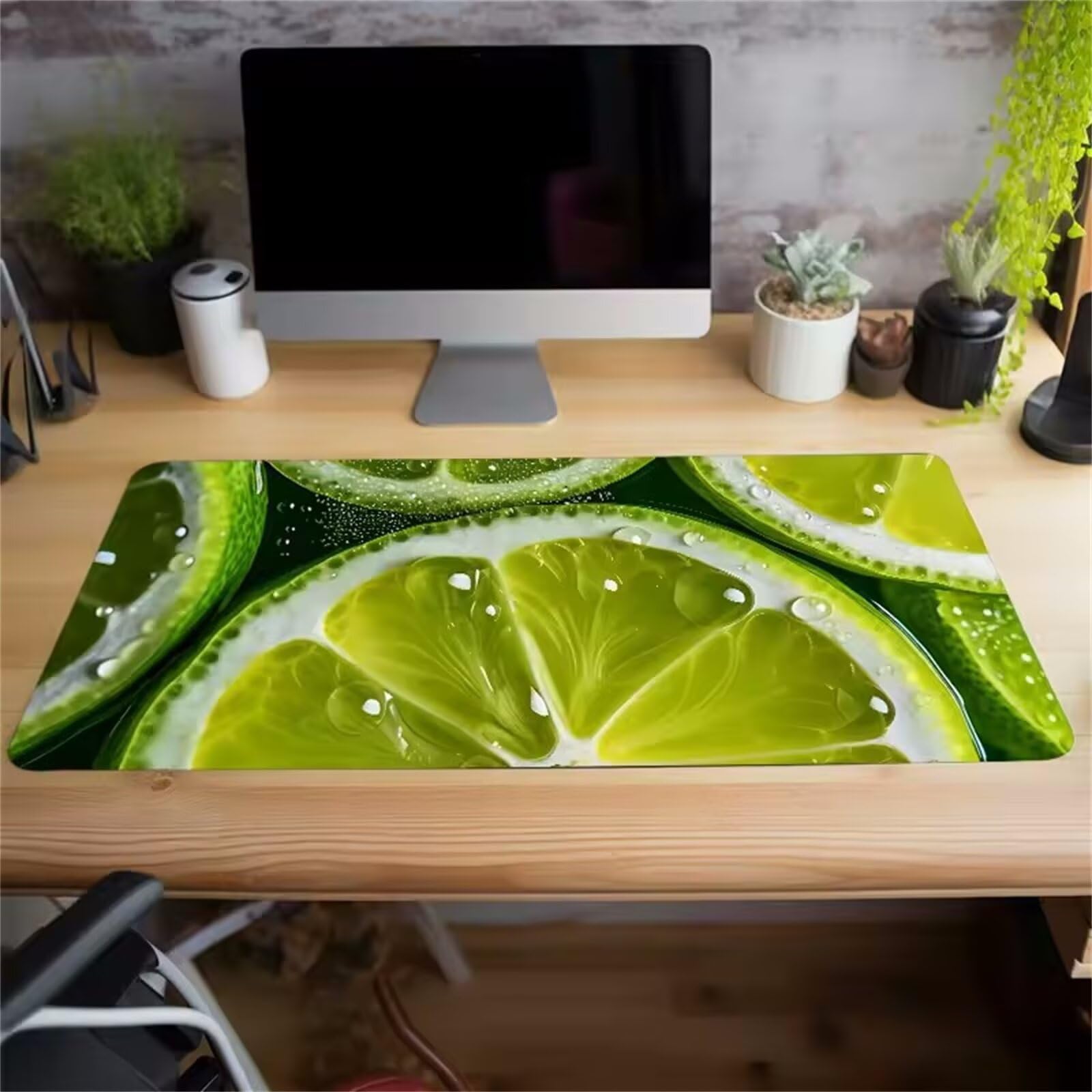 Alfombrilla Ratón Limón Verde Alfombrilla Ratón XXL para Juegos,1000x500x3mm Mouse Pad Extendida Bordes Cosidos Base de Goma Antideslizante para Ratón y Teclado