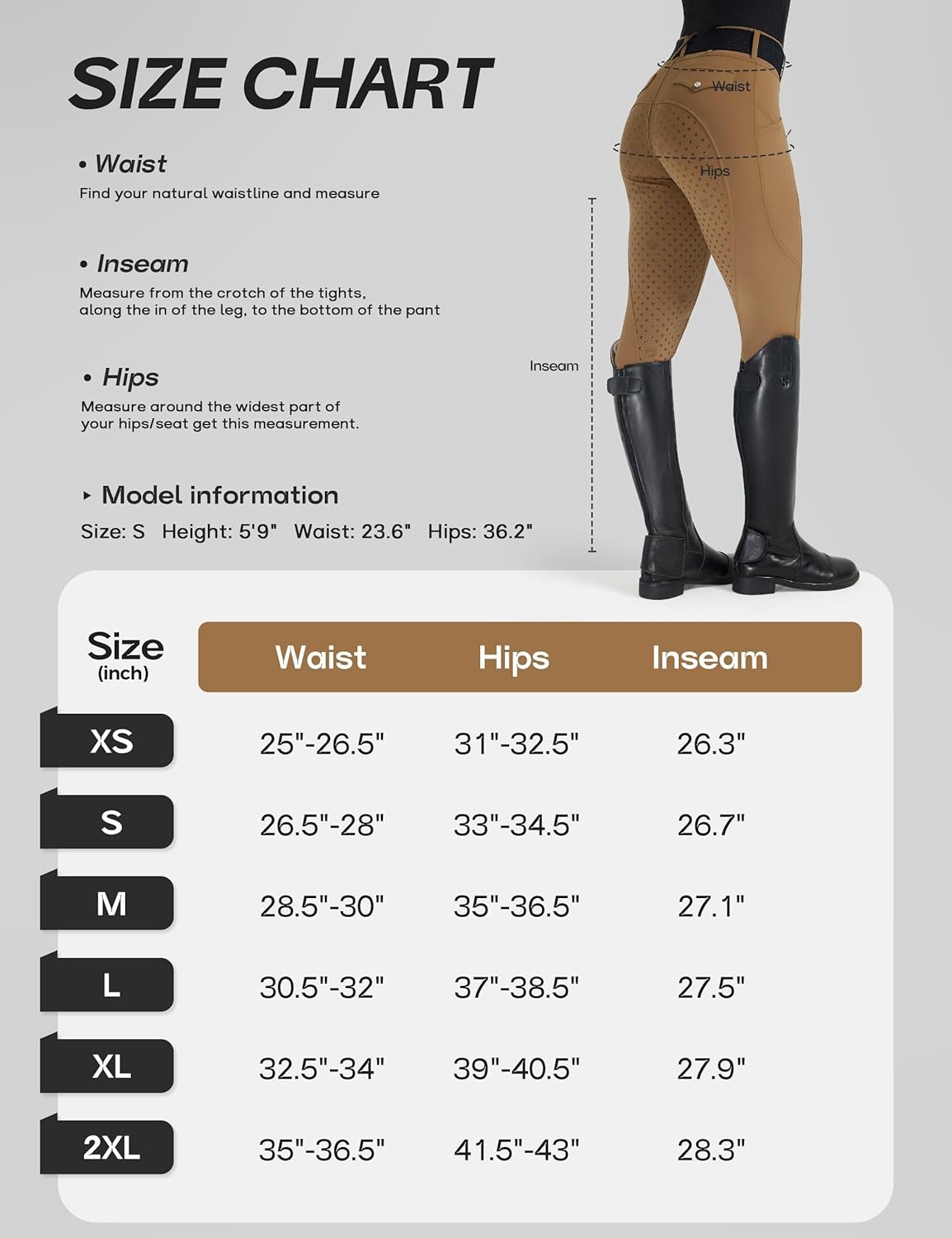 FitsT4 Sports Women's Horse Riding Pants Full Seat Equestrian Breeches High Waist Horseback Riding Tights with Pockets - Image 7