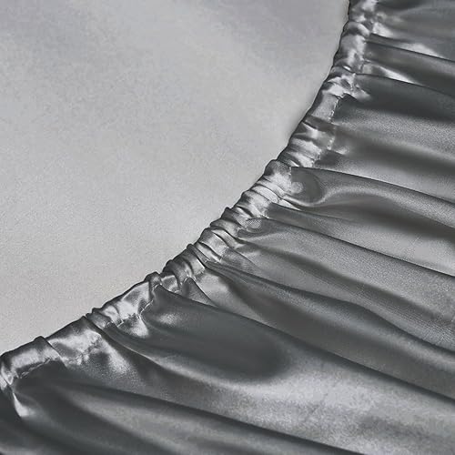Miniatura 6 de JUWENIN Juego de sábanas sedosas suaves y sedosas de hotel de lujo de satén mate sin brillo, sábana bajera con bolsillo profundo, sábana encimera y