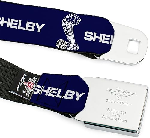 Vista 9 de Buckle-Down Carroll Shelby - Cinturón con hebilla para cinturón de seguridad, Shelby Super Snake Cobra azul marino y blanco, ajustable para hombre